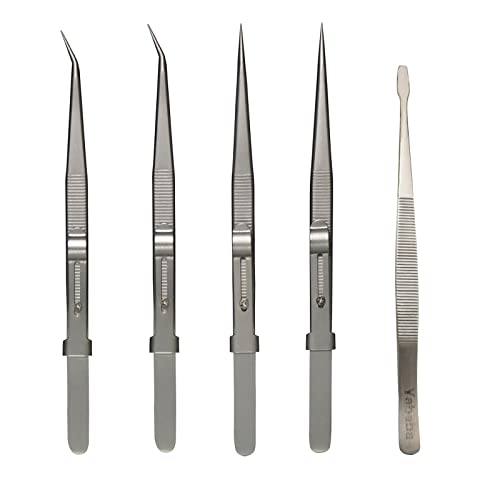 5-Piece Precision Stainless Steel Anti-Static Tweezer Set