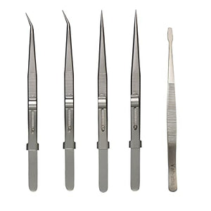 5-Piece Precision Stainless Steel Anti-Static Tweezer Set