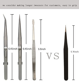 5-Piece Precision Stainless Steel Anti-Static Tweezer Set