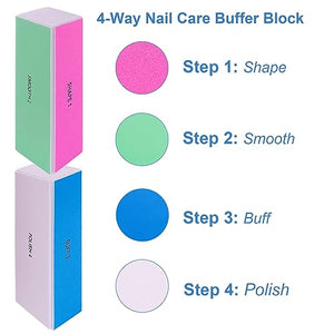Professional 4-Way Nail File & Buffer Set for Natural Nails