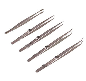 5-Piece Precision Stainless Steel Anti-Static Tweezer Set