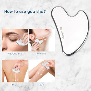 Stainless Steel Facial Roller & Gua Sha Sculpting Tool Set