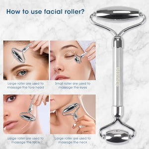 Stainless Steel Facial Roller & Gua Sha Sculpting Tool Set