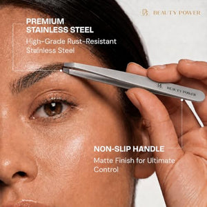 Precision Slant Tip Eyebrow Tweezers for Facial Hair Removal