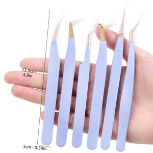 Stainless Steel False Eyelash Extension Tweezer Set