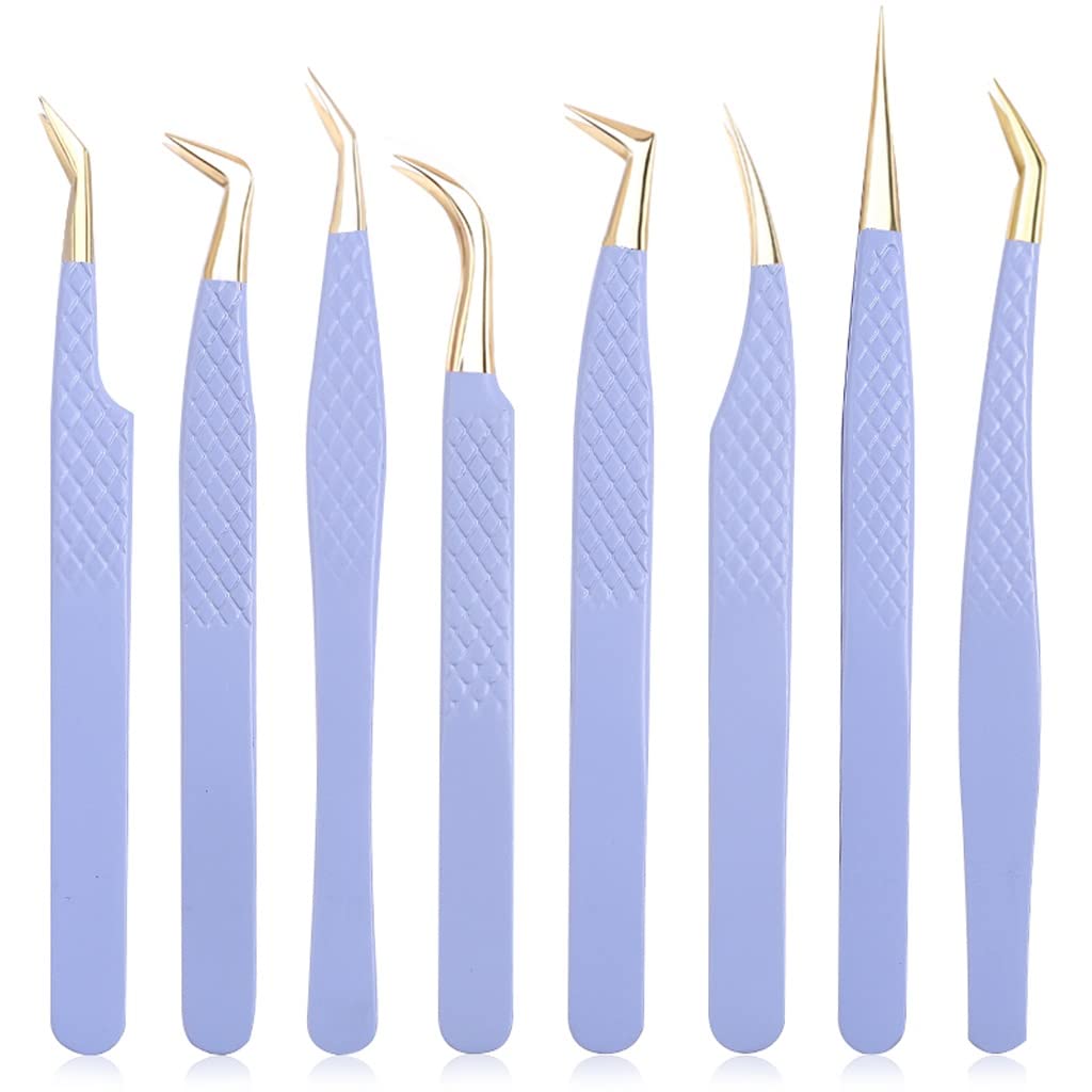 Stainless Steel False Eyelash Extension Tweezer Set