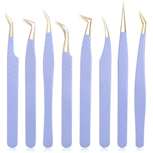 Stainless Steel False Eyelash Extension Tweezer Set