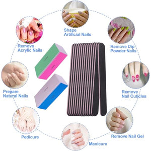 Professional 4-Way Nail File & Buffer Set for Natural Nails