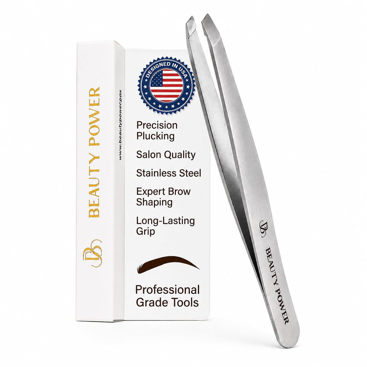 Precision Slant Tip Eyebrow Tweezers for Facial Hair Removal