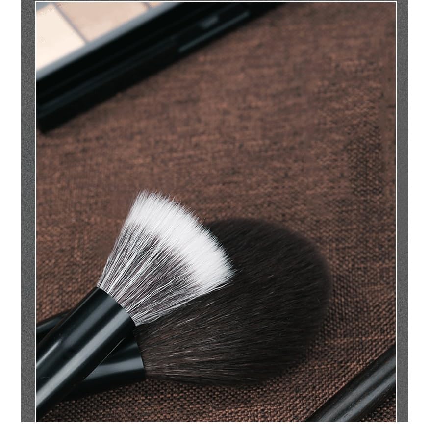 12-Piece Professional Ebony Makeup Brush Set for Face & Eyes