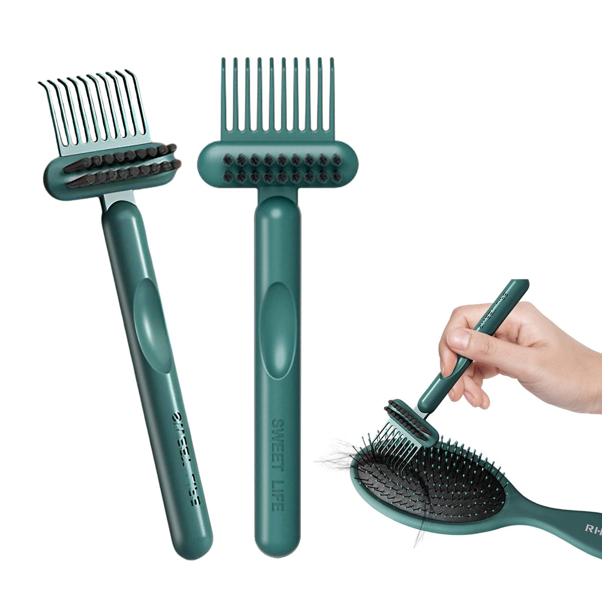 2-in-1 Hair Brush Cleaning Tool for Hair & Dust Removal