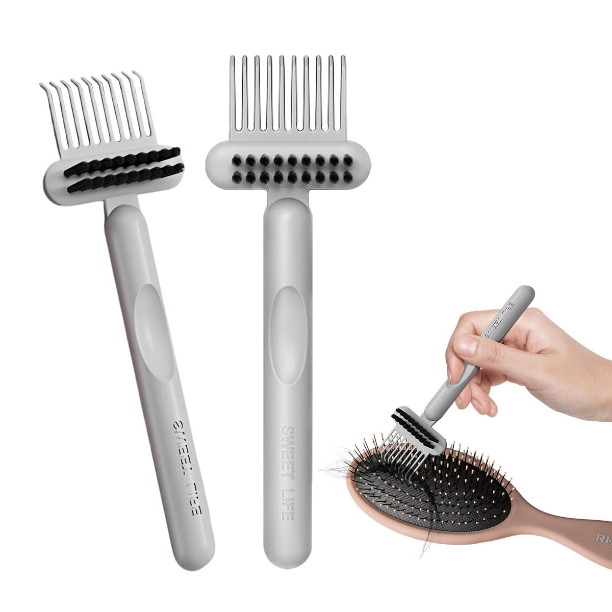 2-in-1 Hair Brush Cleaning Tool for Hair & Dust Removal