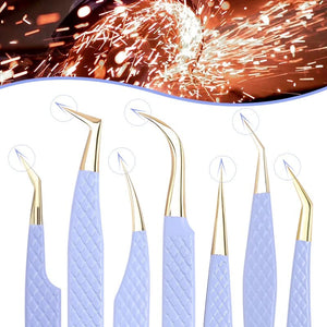 Stainless Steel False Eyelash Extension Tweezer Set