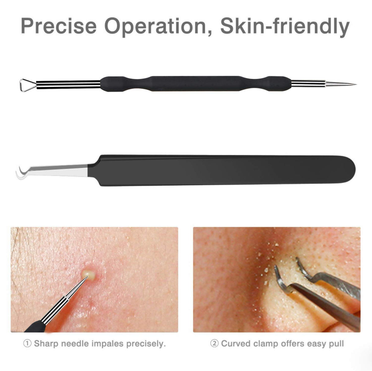 6-Piece Blackhead & Comedone Extraction Tool Set with Case