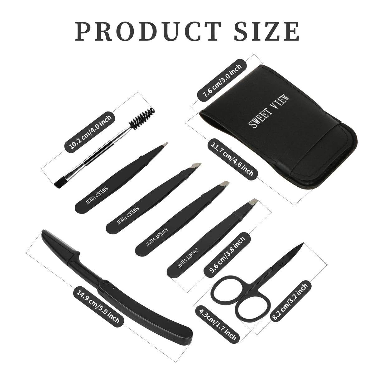 7-Piece Precision Eyebrow Grooming & Tweezer Tool Kit