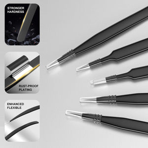 12-Piece Precision Tweezer Set with Storage Case