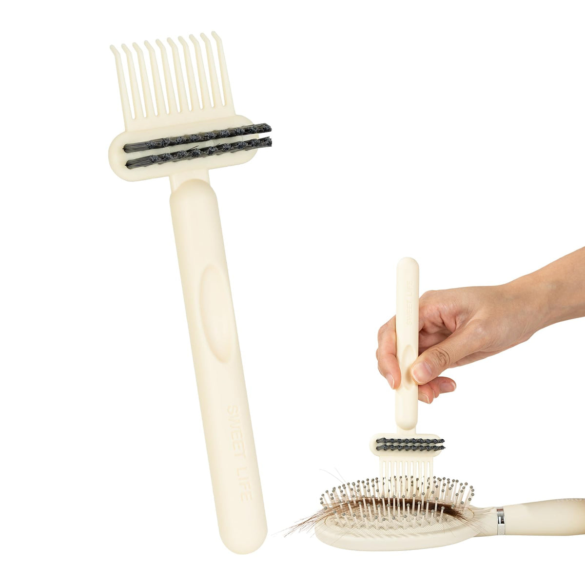 2-in-1 Hair Brush Cleaning Tool for Hair & Dust Removal