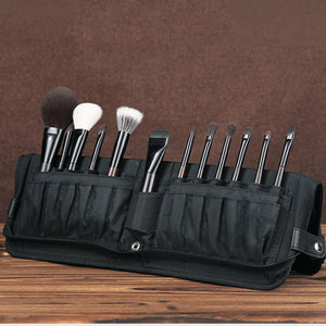 12-Piece Professional Ebony Makeup Brush Set for Face & Eyes
