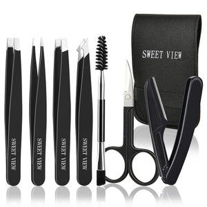 7-Piece Precision Eyebrow Grooming & Tweezer Tool Kit