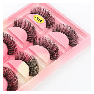 5-Pair Natural Curly False Eyelash Set for Makeup