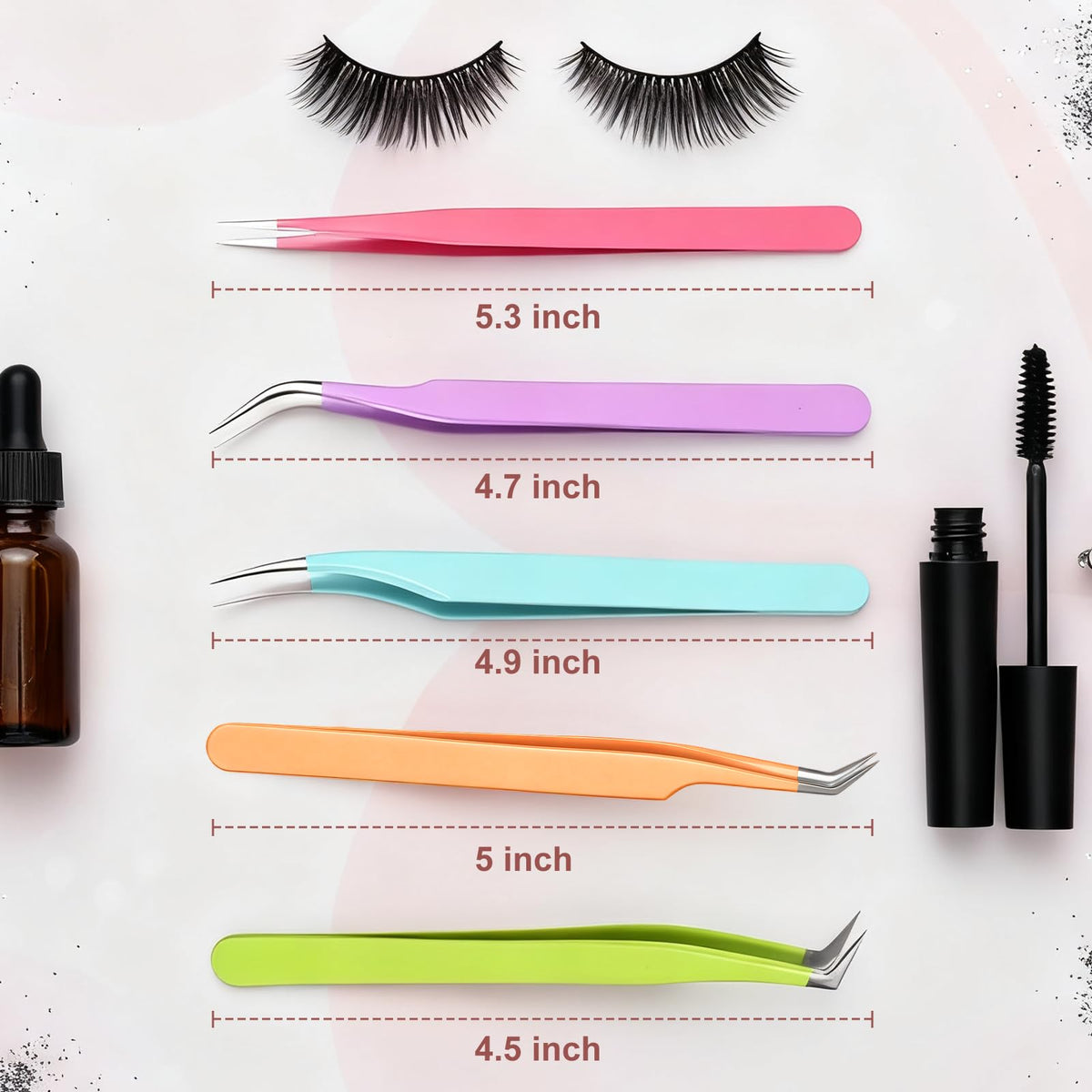 5-Piece Precision Eyelash Extension Tweezer Set for Beginners
