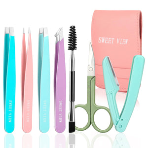 7-Piece Precision Eyebrow Grooming & Tweezer Tool Kit