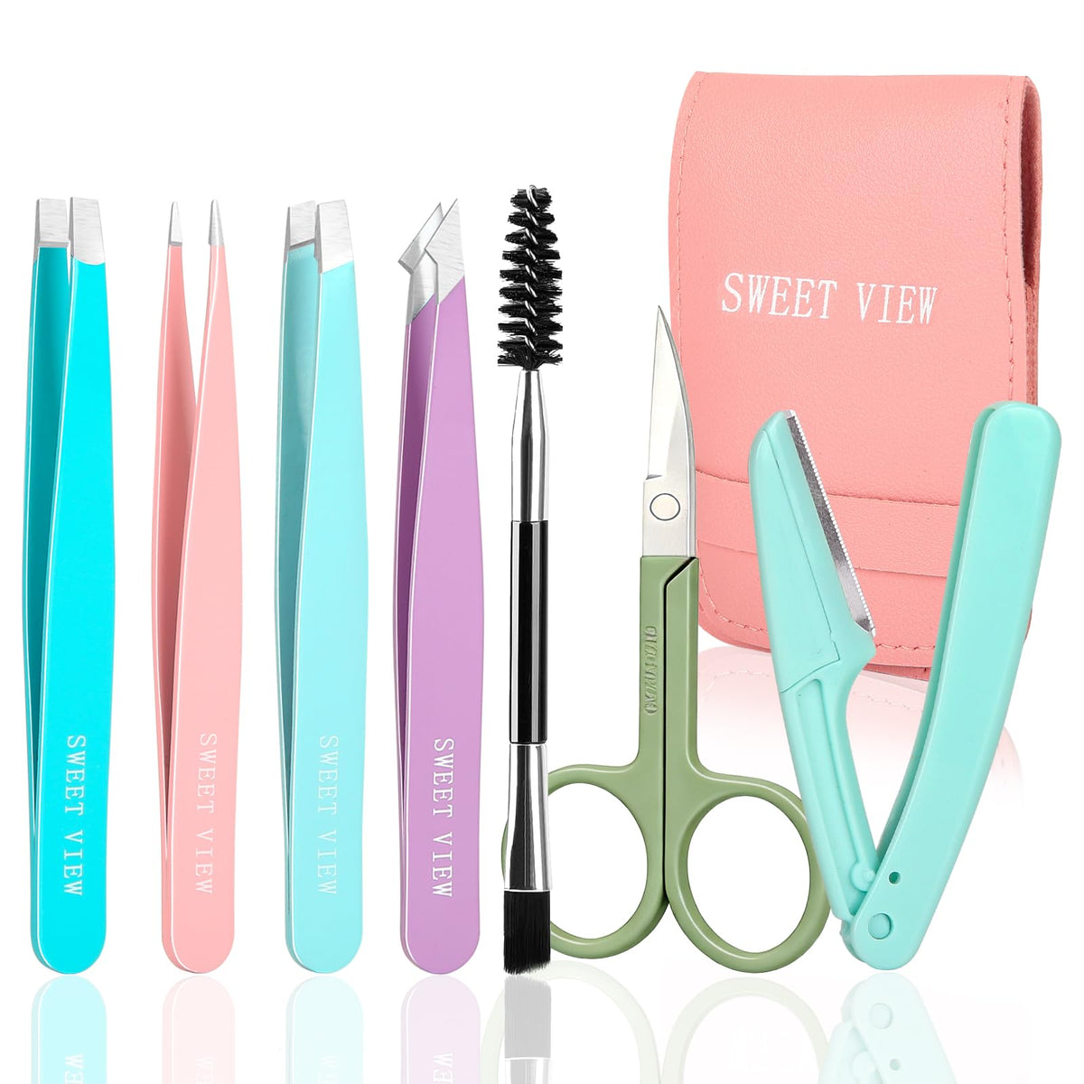 7-Piece Precision Eyebrow Grooming & Tweezer Tool Kit