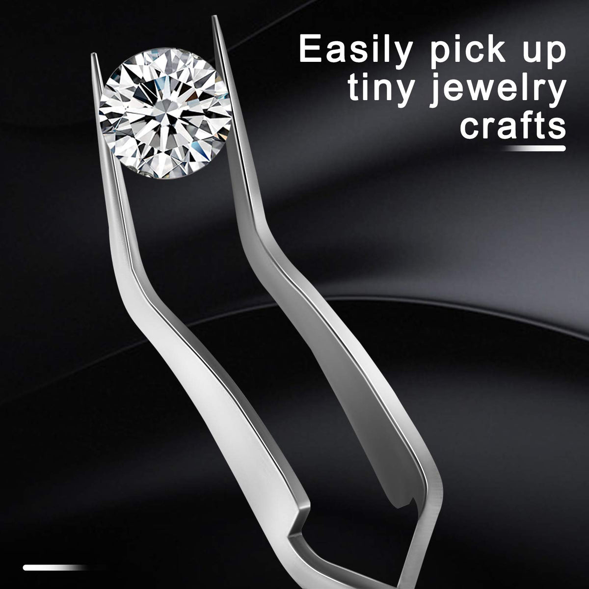 6-Piece Curved Tip Stainless Steel Reverse Tweezer Set