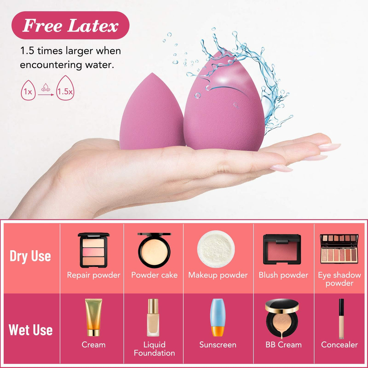 14-Piece Makeup Sponge, Blender & Powder Puff Set