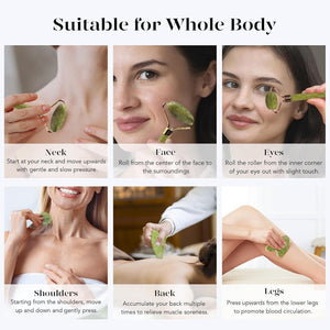 Jade Facial Roller & Gua Sha Skincare Tool Set