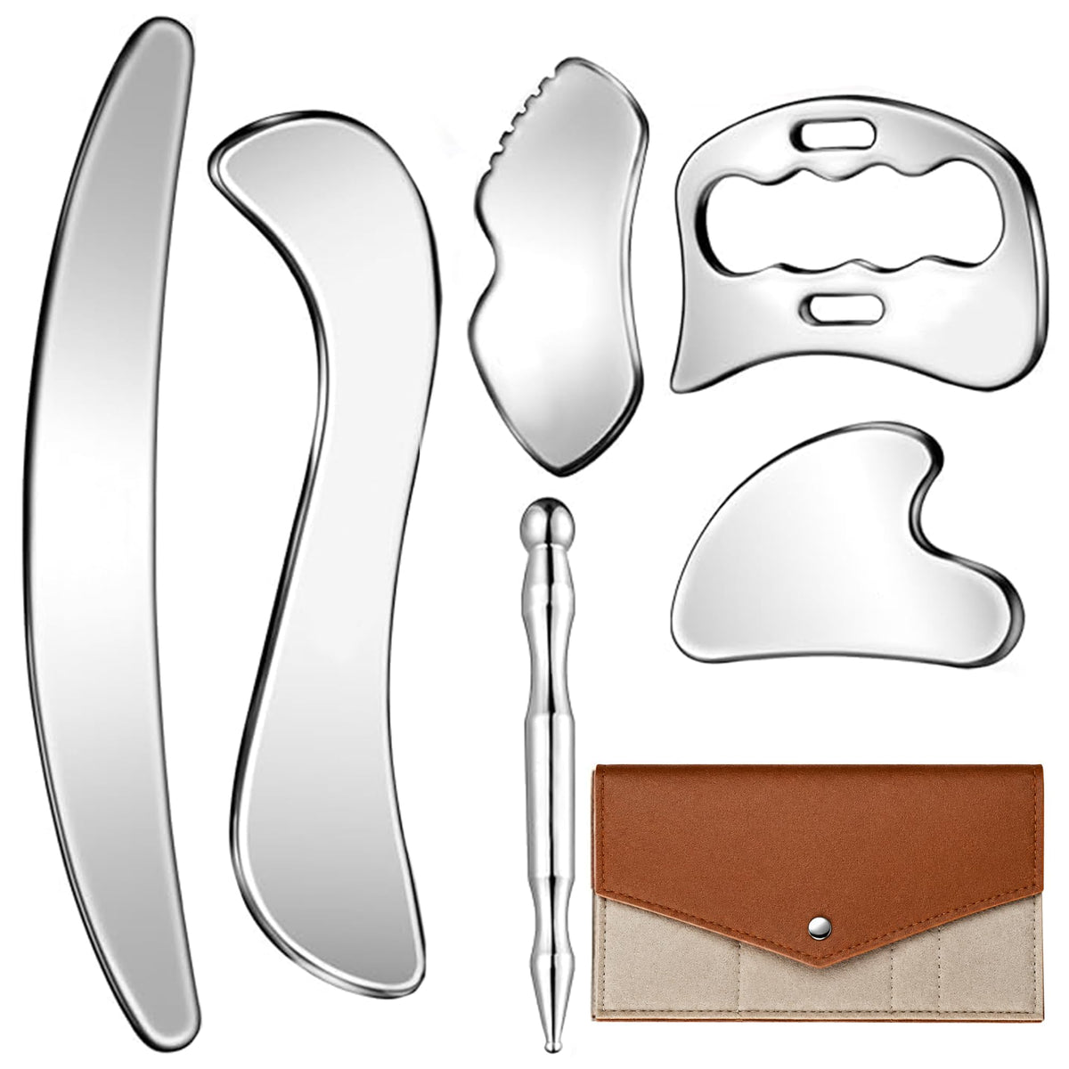 6-in-1 Stainless Steel Gua Sha & Muscle Scraper Tool Set