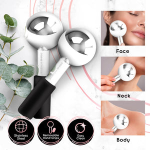Steel Cooling Ice Globes for Face, Neck & Eye Massage