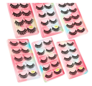 5-Pair Natural Curly False Eyelash Set for Makeup