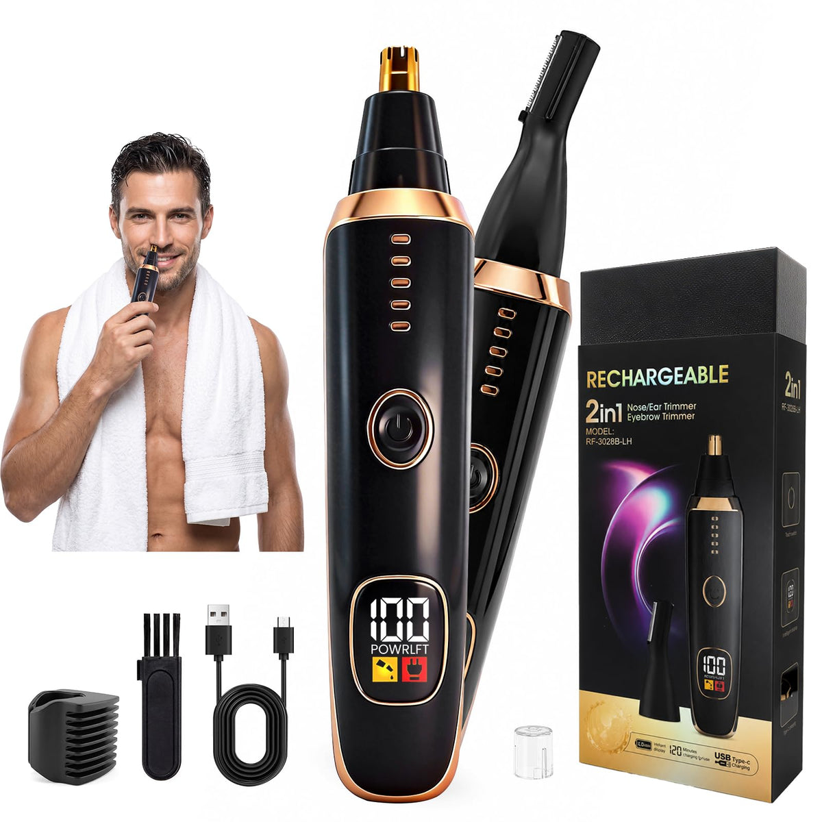 Rechargeable Nose, Ear & Facial Hair Trimmer for Men & Women