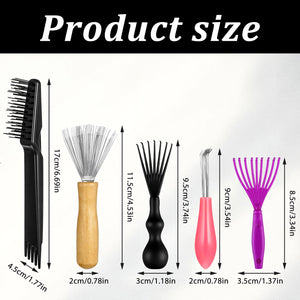 5-Piece Hair Brush & Comb Cleaning Tool Set for Home & Salon