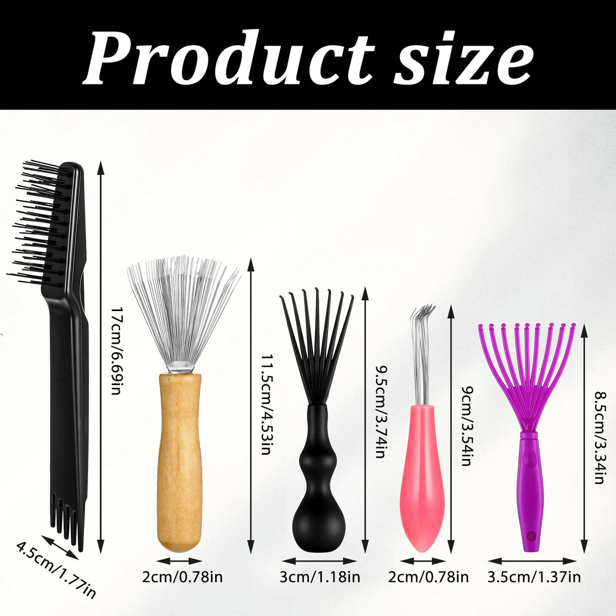 5-Piece Hair Brush & Comb Cleaning Tool Set for Home & Salon