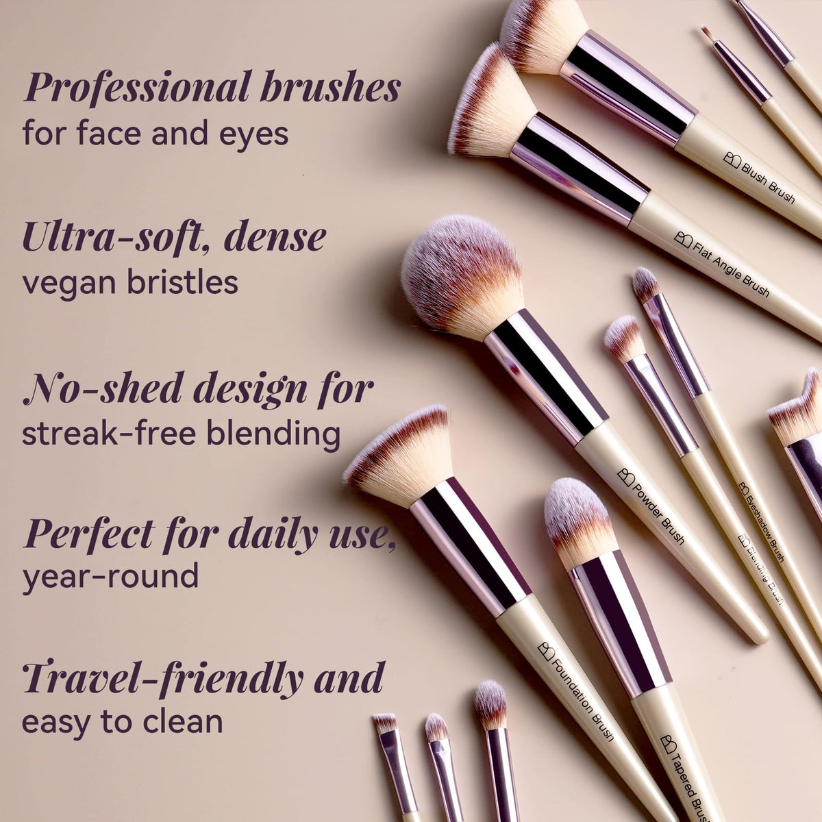 18-Piece Premium Makeup Brush Set with Storage Case