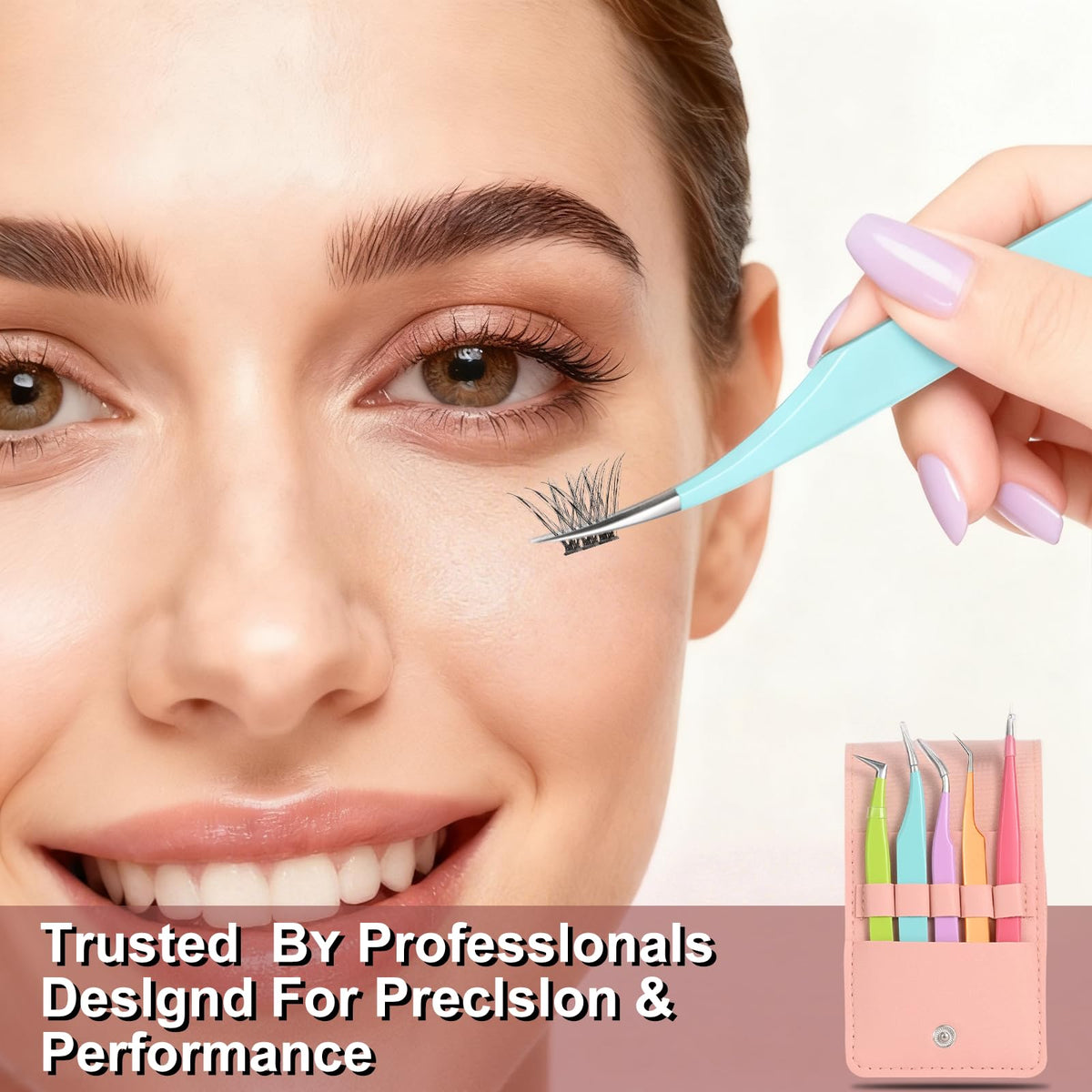 5-Piece Precision Eyelash Extension Tweezer Set for Beginners