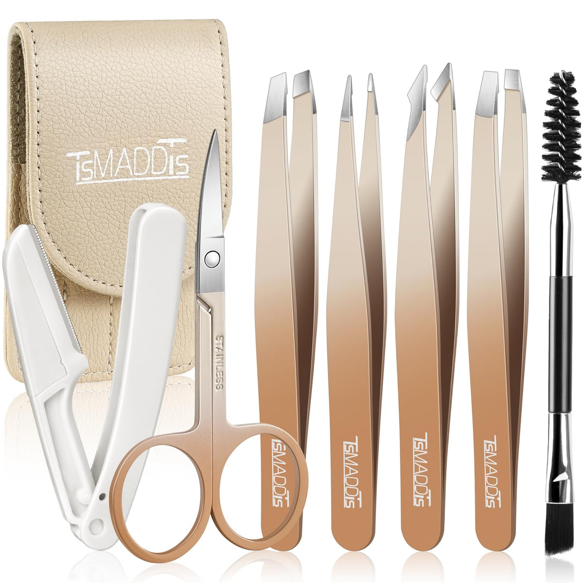 7-Piece Precision Eyebrow Tweezer & Grooming Tool Set