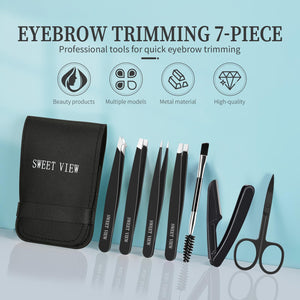 7-Piece Precision Eyebrow Grooming & Tweezer Tool Kit