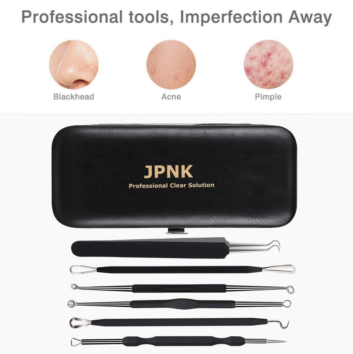 6-Piece Blackhead & Comedone Extraction Tool Set with Case