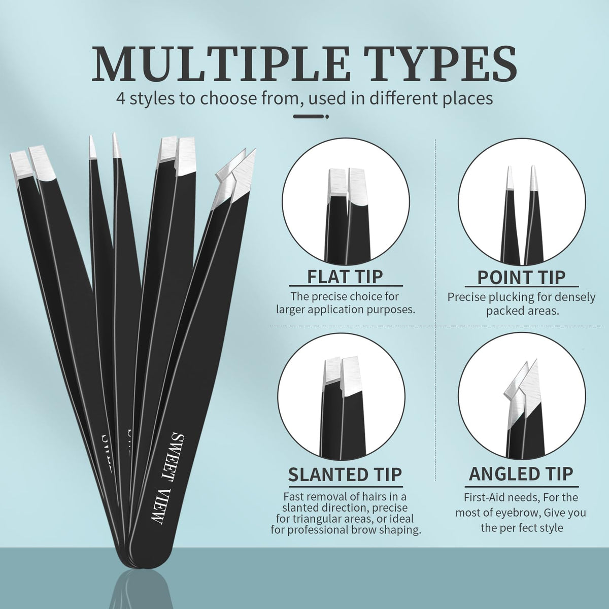 7-Piece Precision Eyebrow Grooming & Tweezer Tool Kit
