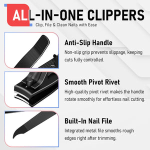 Heavy-Duty Stainless Steel Nail Clipper Set with Nail File