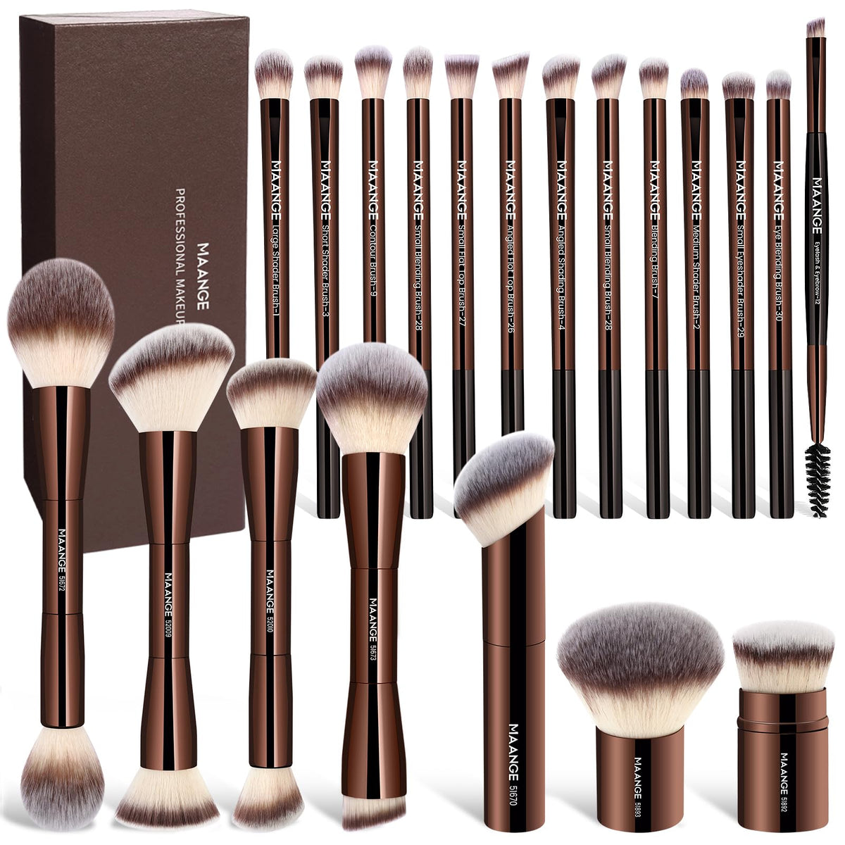 20-Piece Double-Ended Makeup Brush Set with Gift Box
