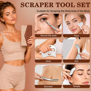 6-in-1 Stainless Steel Gua Sha & Muscle Scraper Tool Set
