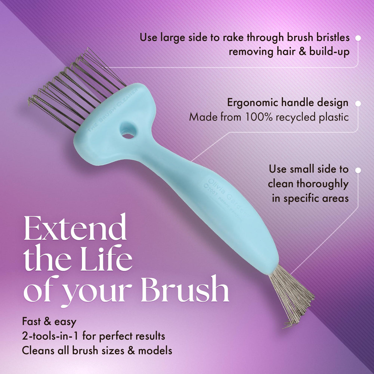2-in-1 Hair Brush Cleaner Tool for All Brush Types