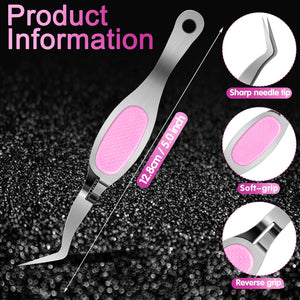 6-Piece Curved Tip Stainless Steel Reverse Tweezer Set