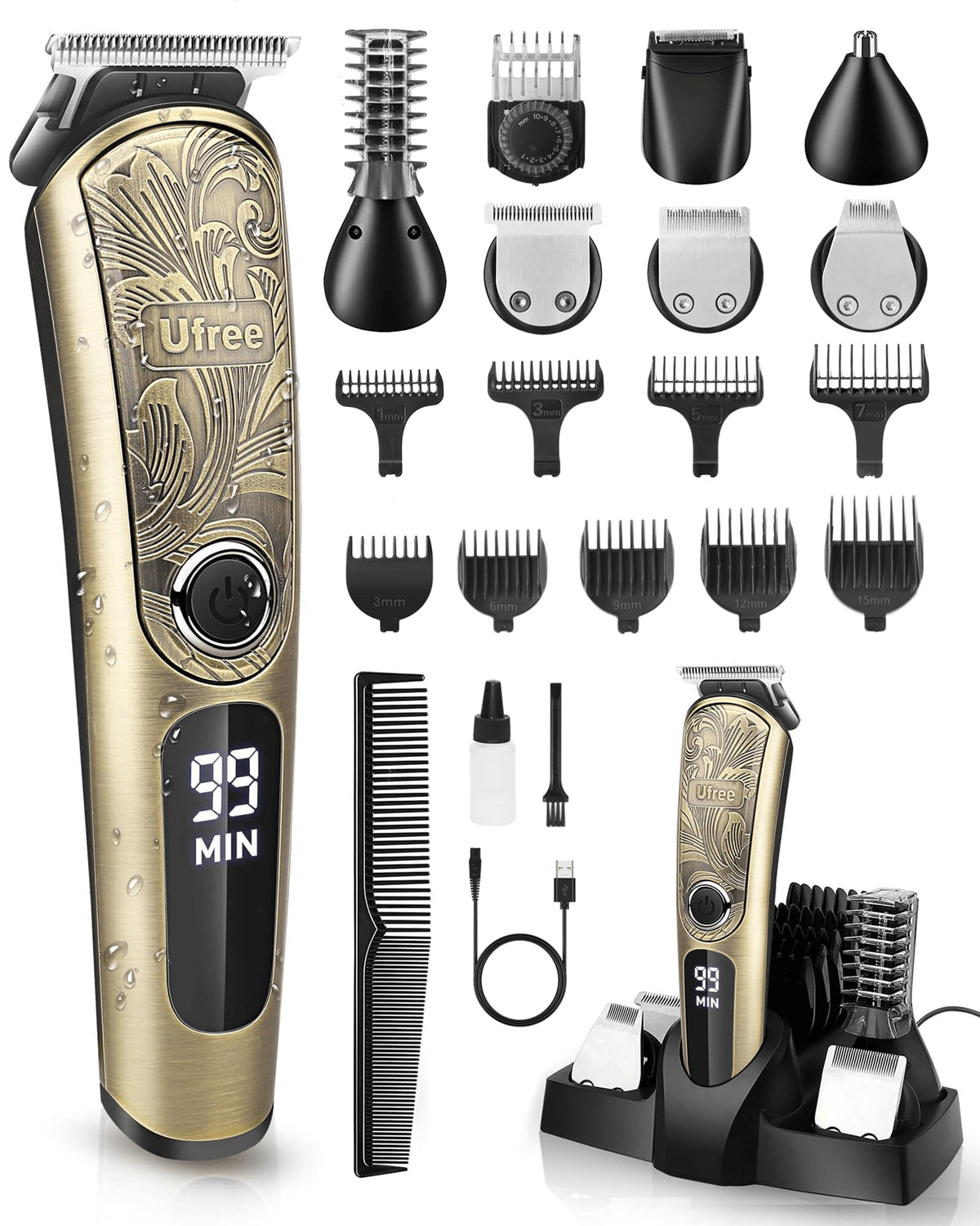 Waterproof Electric Beard & Body Grooming Trimmer Kit