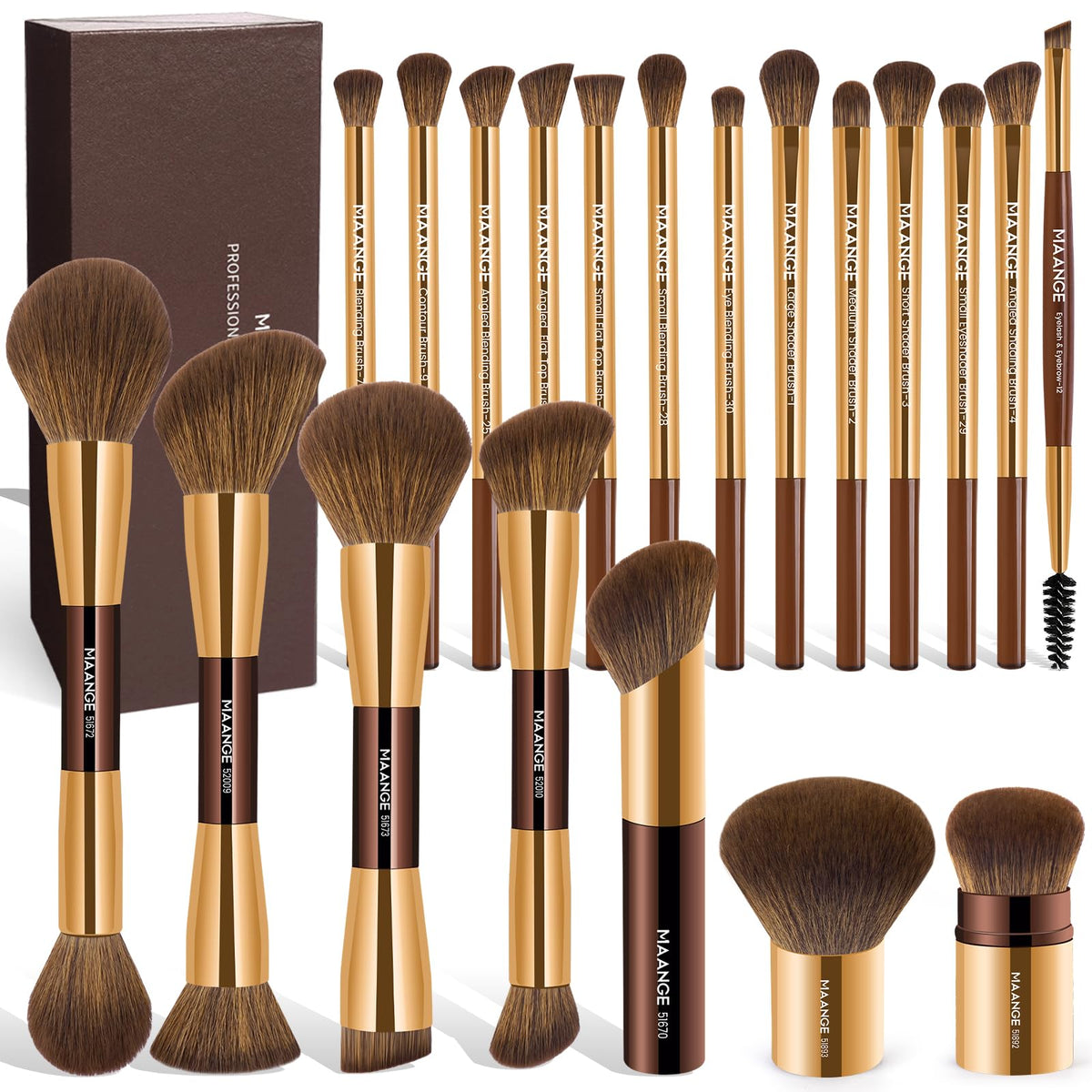 20-Piece Double-Ended Makeup Brush Set with Gift Box