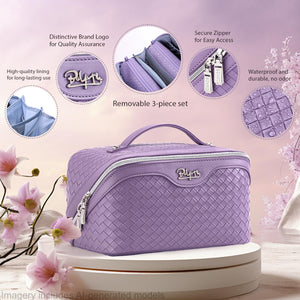 3-Piece Travel Makeup & Cosmetic Bag Set for Women